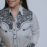 Blusa American West Bord Blanca/Negro 004